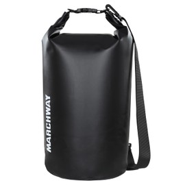 MARCHWAY Floating Waterproof Dry Bag Backpack 5L/10L/20L/30L/40L, Roll Top Sack Keeps Gear Dry for Kayaking, Rafting, Boating, Swimming, Camping, Hiking, Beach, Fishing (Black, 5L)