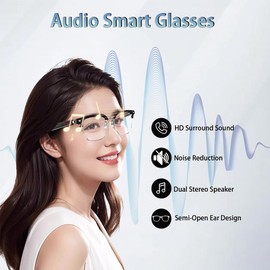 BLESSOURCE Smart Glasses, Bluetooth Audio Glasses for Women and Man, Built-in Open-ear Dual Stereo Mic & Speakers, Sunglasses with Blue Light Filter & UV Pretection Polarized Lenses (E13 06)