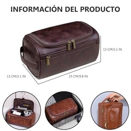 Neceser para Hombre, Necesers de Viaje Impermeable para Hombres y Mujer, Neceser Portátil, para Colgar, de Gran Capacidad, Necesers de Piel para Hombre (Marrón Tostado)
