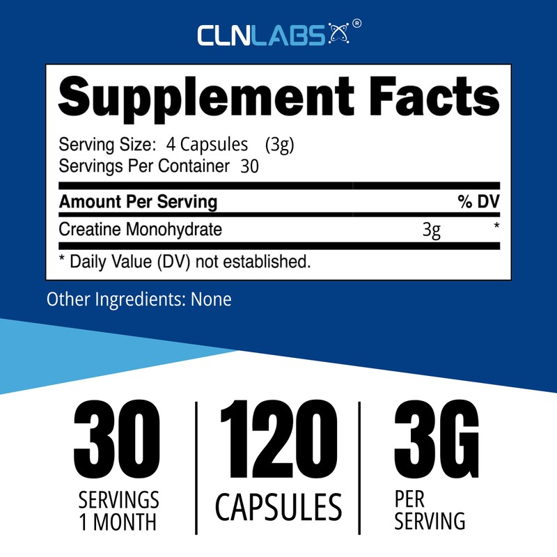 Creatine Monohydrate Capsules | 120 Capsules | 3000mg Per Serving