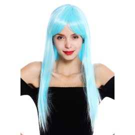 WIG ME UP - VK-8-T4516 quality women's wig long sleek long fringe blonde parted light blue ice blue