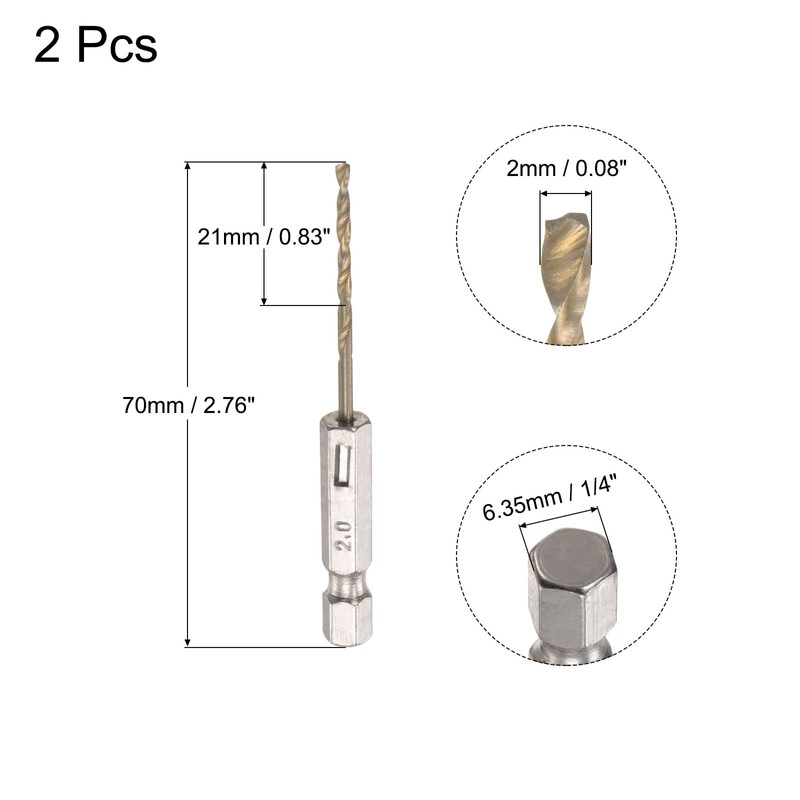 sourcing map 2 Pcs High Speed Steel Hex Shank Twist