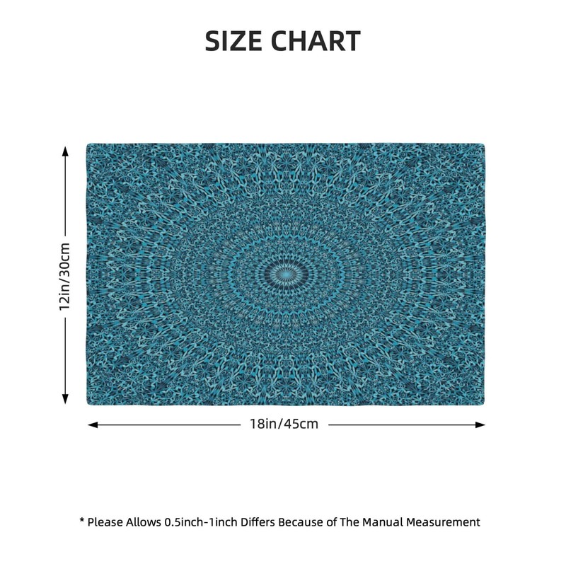 XALOGEER Mandala Placemats Set of 4 Turquoise Teal Blue Boho