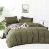 Pureant Olive Green Comforter Sets California King Solid Dark Green