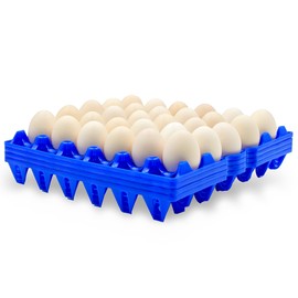 Aqwxc 4-Pack Plastic Egg Tray Egg Crate, 30-Egg Flats for Home Chicken Farmers, Stackable & Durable, Great for Storing, Sorting & Shipping, and Reusable (4-Pack Blue)