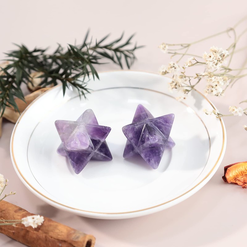 Lovionus89 Natural Amethyst Merkaba Crystal Protection Sacred Meditation Energy Generator