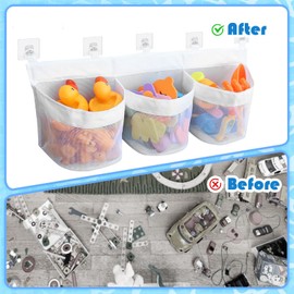 Bath Toy Storage, Baby Bath Tub Toys Holder, Large Capacity 3 Compartments Horizontal Bathtub Toy Storage for Kids Baby Bathroom Toy