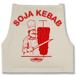Shirtracer - Apron - Carnival & Fancy Dress - Adult - Soy Kebab Logo Vegan Vegetarian, 1 natural white