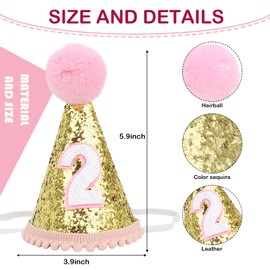 Semato 2nd Birthday Decorations for Girl 2nd Birthday Girl Hat 2nd Birthday Outfit Girl 2nd Birthday Crown 2 Year Old Birthday Decorations Girl Birthday Hat for 2nd Birthday