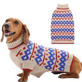 IKIPUKO XL Dog Sweater, Strechy Thick Turtleneck Sweaters for Large Dogs Male Female, Easy to Put on Knitwear Fall Winter Cold Weather Sleep Outdoor Walk, Holiday Pet Clothes Christmas, Apricot XL