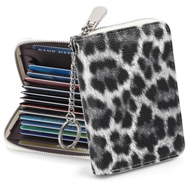 SENDEFN Small Credit Card Holder Wallets for Women RFID Blocking Leather Keychain Cards Cases with ID Window