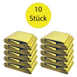 Rettungsdecke Rettungsdecken 10er Set (= 10 Stück) Gold/Silber 210x160cm Rettungsfolie für Erste Hilfe Notfall Deko Tischdecke