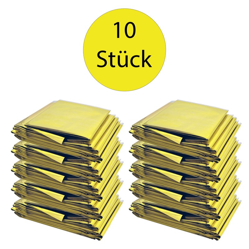 Rettungsdecke Rettungsdecken 10er Set (= 10 Stück) Gold/Silber 210x160cm Rettungsfolie