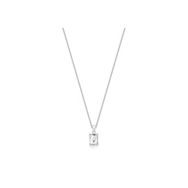 Tuscany Silver Women's Rolo Chain with Pendant Sterling Silver Rectangle White Zirconia 46 cm / 18 Inches, Silver, Cubic Zirconia