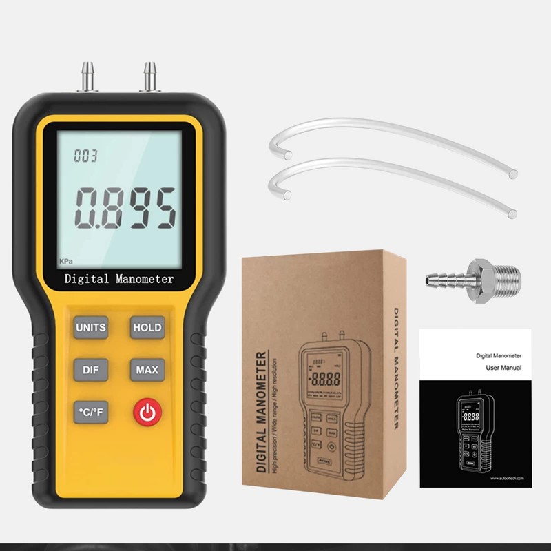 LYCEBELL Manometer Gas Pressure Tester, Digital Manometer Dual-Port Air Pressure