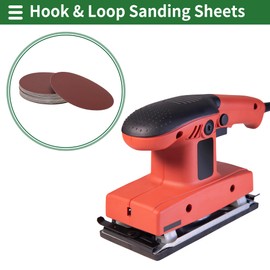 X AUTOHAUX 50 Pcs Round Sandpaper 320 Grit Hook and Loop Sanding Sheets Universal for Automotive Refinishing Woodworking 150x150mm Aluminum Oxide Red
