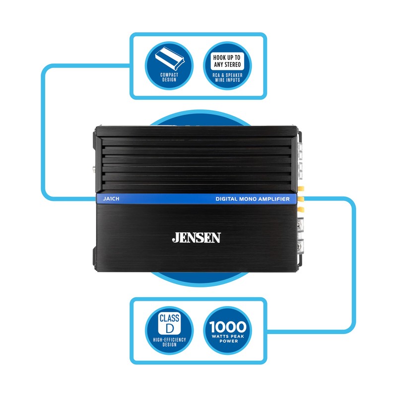 JENSEN JA1CH Class-D Mono Amplifier Car Audio | 1,000 Watts