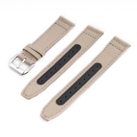StrapHabit Quick Release Watch Band Replacement Sailcloth Watch Strap - 20mm 22mm Nylon & Leather Watch Strap (Khaki, 20mm - Premium)