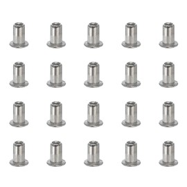 PATIKIL M3 Rivet Nuts, 20 Pcs 304 Stainless Steel Knurled Flat Head Threaded Insert Nuts Metric Rivet Nut Assortment Kit for Automotive Furniture