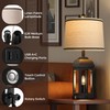 QiMH Table Lamp for Living Room, Farmhouse Lamps with USB