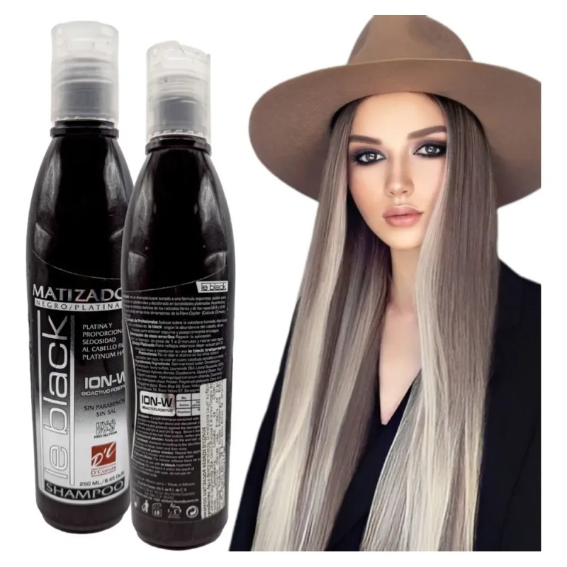 Shampoo Matizador Negro Cabello Platinado 250ml 2 Piezas