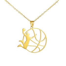 TEAMER Basketball Necklace Heart Basketball Sports Pendant Stainless Steel Unique Jewelry for Basketball Lovers, Stainless Steel