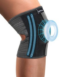 MEANTAUS Knee Brace, Dual Spring Support Stabilizer with Breathable Mesh, Shock-Absorbing Compression Sleeve with Anti-Slip Design, Black (Large)