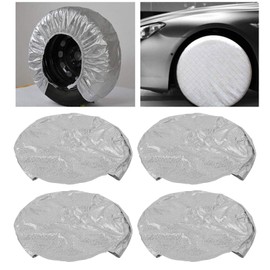 Leapiture 4pcs Tire Cover Waterproof Aluminum Film Anti‑UV Tyre Protector Spare Tire Covers Auto Accessories for Car Truck SUV RVs(27-29inch-Silver)