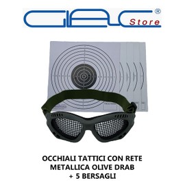 Glac Store® Tactical Knit Eye Protection Glasses with Soft Adjustable Strap Olive Glasses Military Green 5 Targets Cardboard Targets