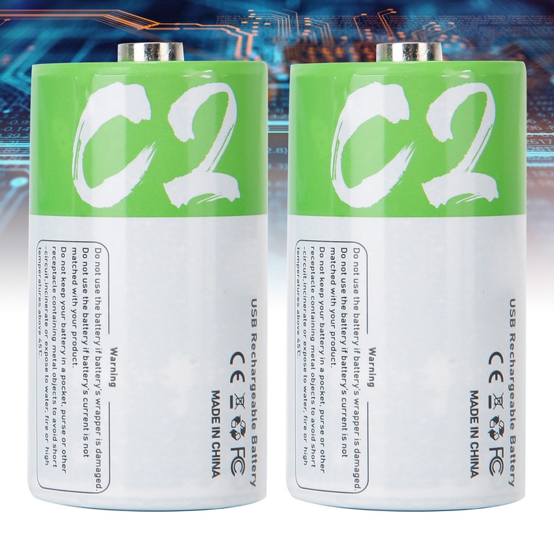 2Pcs C Rechargeable Batteries USB Port 5000wmh 1.5V High Capacity