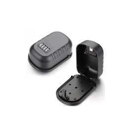 Shiwaki 4 Digit Combination Key Wall Mounted Key Lock Box,Safe Storage Zinc Alloy Lock Box with Slide Cover for Home Garage School House Spare Keys - Blck