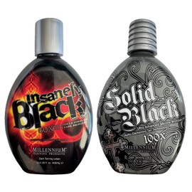 Millenium Insanely Black y Solid Black Loción bronceadora para cámara de bronceado en interiores, 400 ml