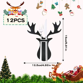 DONGSZQ Fork Christmas Decoration, Pack of 12 Cutlery Bags Christmas, Christmas Cutlery Bag, for Table Party, Ornament, Dinner, Cutlery Bags, Christmas Party Decoration