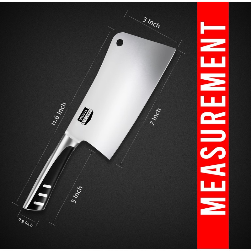 Utopia Kitchen 7 inch Cleaver Knife Stainless Steel Chef Butcher