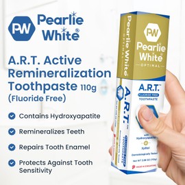Pearlie White Active Remineralization Toothpaste – Fluoride-Free Enamel Repair Formula with Hydroxyapatite & Xylitol – Gentle Toothpaste for Stronger, Healthier Teeth – 3.8oz (110g)