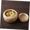 STOBAZA 1pc Bamboo Woven Tea Basket Mini Round Container for