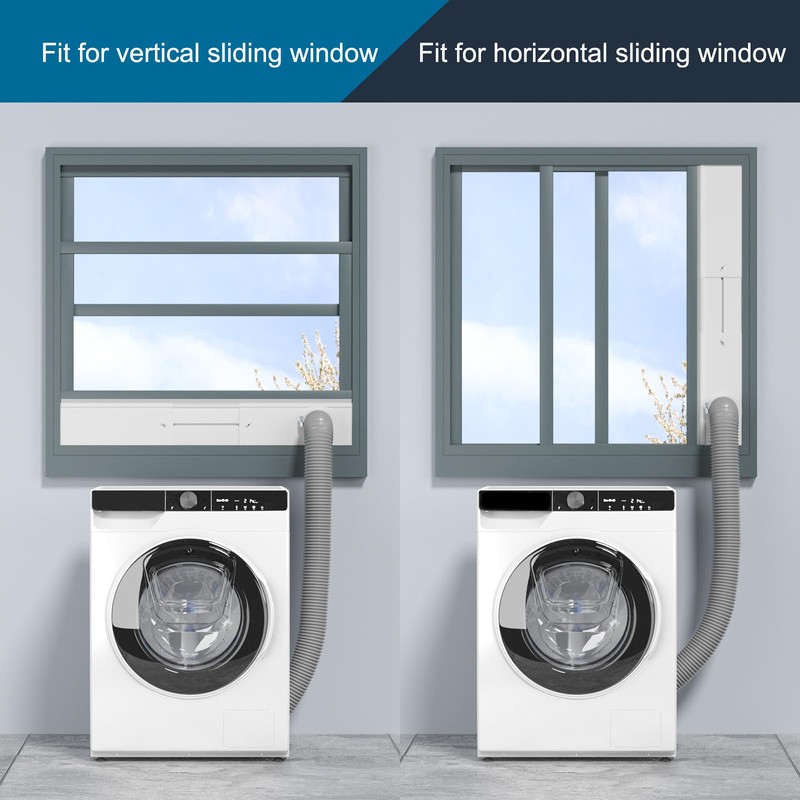 Dryer Vent Window Kit with Hose, Adjustable Window Duct Kit