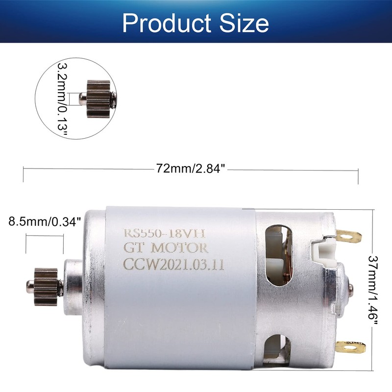 Fielect RS550 Motor DC 18V Motor 12 Teeth Gear Micro