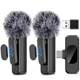 Wireless Lavalier Microphone for iPhone15,Android Phone,Laptop,PC,Professional Mini Microphone with Noise Reduction,Lapel Microphone for Video Vlog,Interviews,Live Streaming,TikTok,YouTube,2Pack