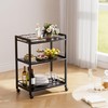 HITNET Bar Cart Black, Serving Cart for Home, 3 Tier