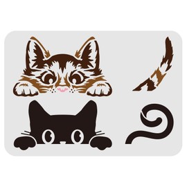 FINGERINSPIRE Peeking Cat Painting Stencil 29.7 x 21 cm Cute Cat Drawing Stencil Cat Pattern DIY Painting Template Animal Cat Stencil for Painting on Wall Wood Furniture Fabric and Paper