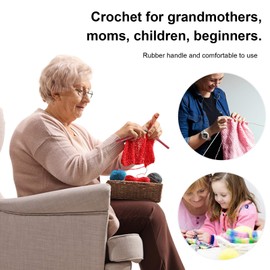 LenTLy 9 Pcs Ergonomic Red Handle Aluminum Crochet Hooks 2.0mm-6.0mm Crochet Hook Set