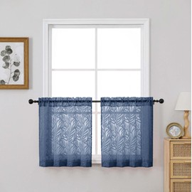 OVZME FJ - Cortinas transparentes con clip, color azul polvoriento, 2 x 30 x 24 pulgadas