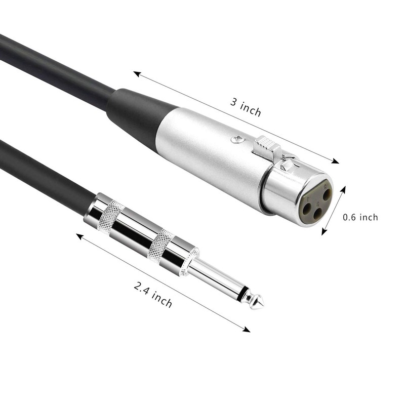 LoongGate Microphone Cable XLR Female to 1/4 Inch 6.35 mm
