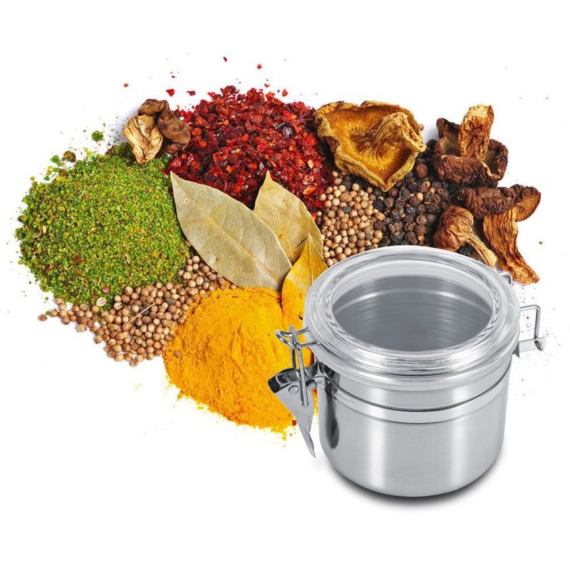 4pc Stainless Steel Canister Set with Clear Acrylic Lids &