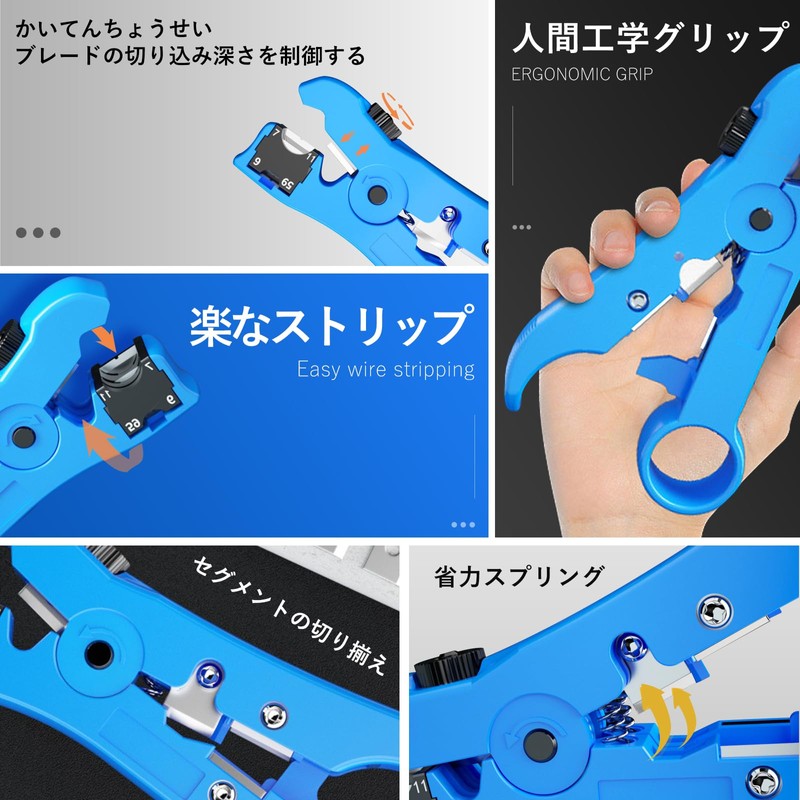 CMD Coaxial Cable Stripper, Wire Stripper, F-Type Contact Stopper, Electrician,