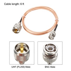 sourcing map UHF () Male to BNC Male Antenna Radio Cable RG316 Coax Cable 6 Feet for Coax Mobile to Base Antenna