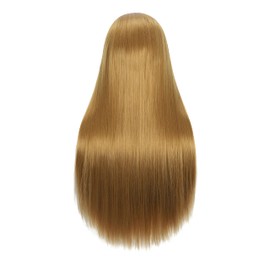 FUGUIRENHAIR 30" Mannequin Head Synthetic Fiber Long Hair Styling Training Head Dolls for Cosmetology Manikin Maniquins Practice Head with Clamp Stand Holder