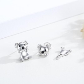 JUSTKIDSTOY Hypoallergenic Koala Earrings Stud 925 Sterling Silver Koala Bear Ear Jacket Earrings for Women Koala Jewelry Gifts