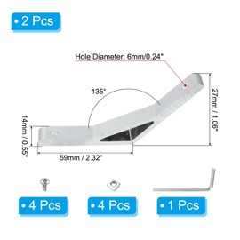 PATIKIL 135 Degree Angle Corner Brackets, 1Set 4.33x0.55 Inch Aluminum Extrusion Profile Accessories Corner Brace Joint Connectors for 2020 Series (Silver)